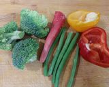 A picture of step 1 of Healthy Pasta Mayo Salad with Veggies and Feta Cheese.