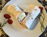 A picture of step 3 of Banana peanut butter tortilla.