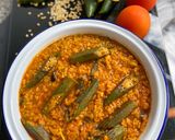 A picture of step 3 of Mung Daal with Okra.