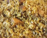 A picture of step 2 of Leftover Rice with Spam 2023.