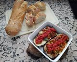 A picture of step 6 of Eggplant Boats with Pisto.
