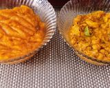 A picture of step 5 of Halwa poori with chana salan.