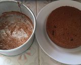 A picture of step 9 of Atta jaggery depression cake with dates.