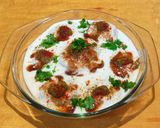 A picture of step 10 of Dahi Bhalla.