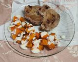 Foto del paso 5 de la receta: Calabaza - Anco batata en cubos al horno con salsa de queso