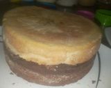 A picture of step 8 of Vanilla chocolate checker board cake.