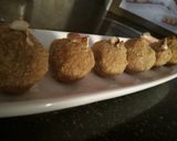 A picture of step 6 of coconut and besan laddoo.