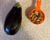 A picture of step 1 of Aubergine and almond salad.
