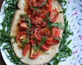 A picture of step 3 of Bruschetta with Arugula.