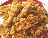 A picture of step 7 of Fried Chicken...the best ‼️ No hassle, stays crispy and not tough 👍🏻.