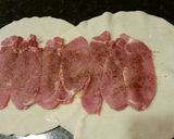 A picture of step 6 of Brad's bacon asparagus and cream cheese stuffed pork wellington.