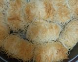 A picture of step 3 of Kunefa filled with Walnuts.