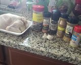 A picture of step 1 of Chicken stuffed with rice, potatoes and green peas.