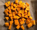A picture of step 2 of Buddha bowl: butternut squash and green beans.