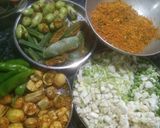 A picture of step 1 of Undhiyu.