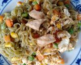 รูปขั้นตอนการทำที่ 4 ของ ผัดมาม่า ผัดเส้นผัก อกไก่ คลีน