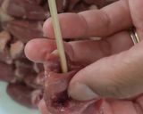 A picture of step 3 of Chicken heart kebabs with peanut satay dip.