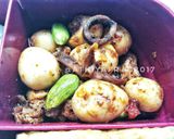 Foto langkah ke 3 dari resep Balado Telur Puyuh, Tahu + Cumi asin + Pete.