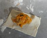 A picture of step 2 of Sweet potato with dhania and spinach and onion puff pastry's baked in the Cookswell jiko.