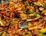 A picture of step 9 of Triple Schezwan fried rice.