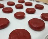 A picture of step 7 of Red Velvet Cookies with glace icing.