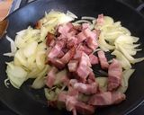 Une image de l'étape 9 de Gratin de polenta au lard, tomates, oignon, paneer et parmesan.
