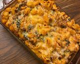 A picture of step 5 of Easy stuffed shells (pasta bake) spinach mushrooms and ricotta cheese.