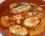 Foto del paso 3 de la receta: Bacalao fresco con gambas en salsita