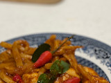 Stir-fry chicken red curry and bamboo shoot