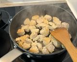 A picture of step 1 of One-pan lemony chicken spinach orzo.