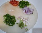 A picture of step 2 of Chicken manchurian with fried rice.