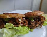 Foto del paso 13 de la receta: Arepas🥯de plátano🫓macho maduro🍌rellenas🥑de pollo🍗bbq🍅y queso🥯🍯🧀
