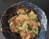 A picture of step 4 of Xaak and Aloo Pitika.