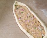 A picture of step 4 of Turkish veggi pide with egg.