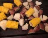 A picture of step 2 of Sheet pan shrimp boil.