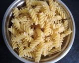 A picture of step 1 of Fusilli Pasta with Arrabbita sauce.
