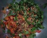 A picture of step 4 of Chicken Omlate covered sandwiches.