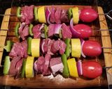 A picture of step 5 of Teriyaki Orange-Glazed Beef Kabobs.