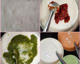 A picture of step 1 of Tricolour Marble Dhokla.