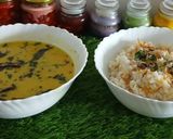 A picture of step 6 of Kathiyawadi kadhi.