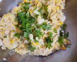 A picture of step 3 of Corn raw banana tikki.