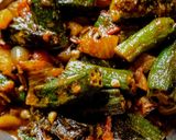 A picture of step 6 of Bhindi and Shallots Masala.