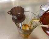 A picture of step 4 of 2 color separated Milk Tea.