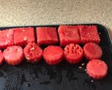 A picture of step 1 of Watermelon feta cheese and soft cheese canapés.