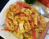 A picture of step 8 of Qeema macaroni.