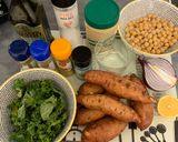 A picture of step 1 of Chickpeas & Sweet Potato Buddha Bowl (vegan).