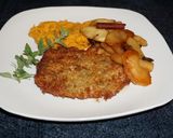 A picture of step 4 of Pork Cutlets with Sweet Potato Purée and Caramelized Apples - Jon Style.