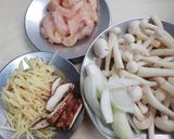รูปขั้นตอนการทำที่ 1 ของ อกไก่+เห็ด ผัดขิง