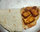 A picture of step 9 of Tandoori paneer tikka grilled tortilla wrap.