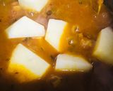 A picture of step 2 of Aloo gosht curry.